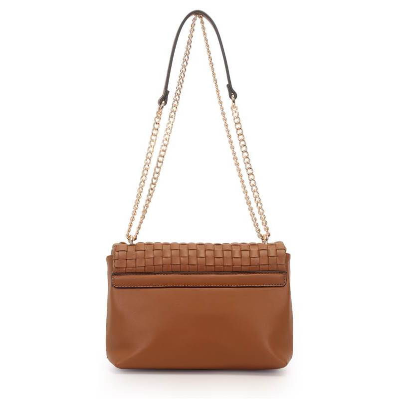 Bolsa tiracolo WJ Wisky marrom vista frontal com alça de corrente dourada